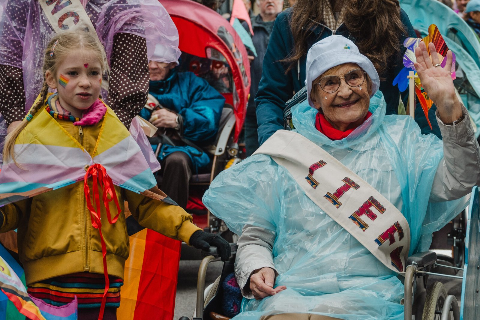 Pride parade with joyful participants