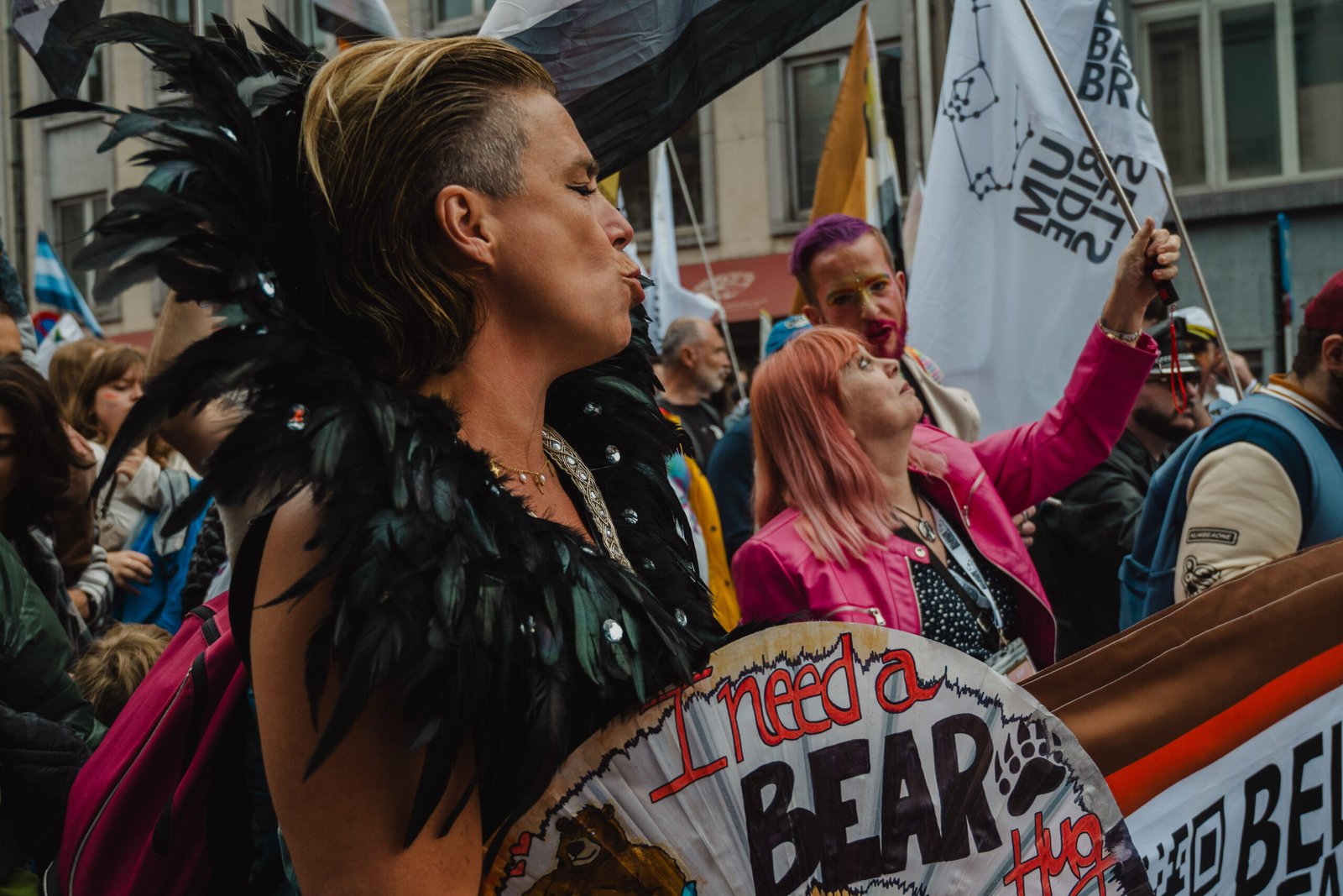 Pride parade with joyful participants