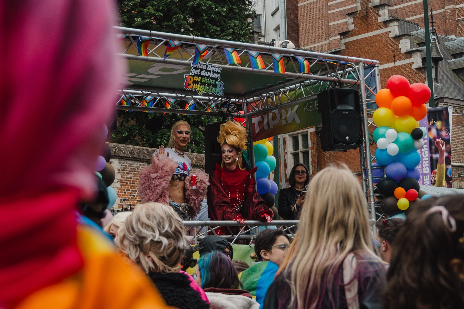 Pride parade with joyful participants